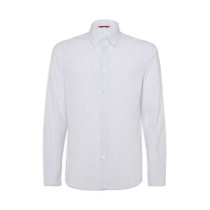 BARIANO Mens White Pinstripe Collared Slim Fit Cotton Blend Dress Shirt 48